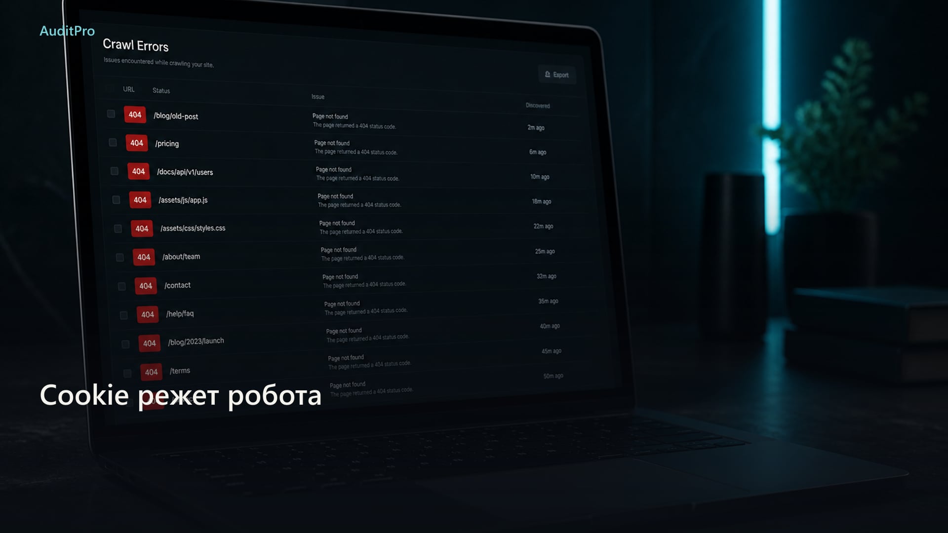 Заглушка cookie режет робота аудита. Яндекс при этом может пройти
